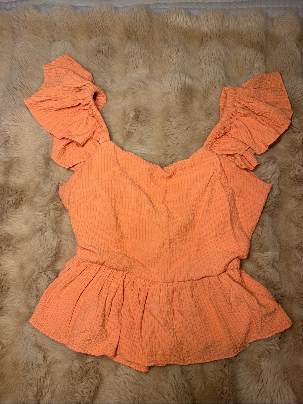 vestique Peachy Ruffle Sleeve Peplum Top